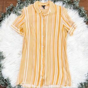 White & Yellow Striped Blouse